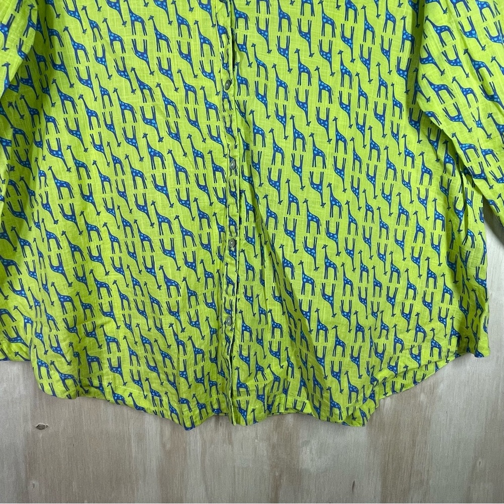 Casual Studio India Button Front Blouse Long Sleeve Collared Giraffe Print Sz XL - Picture 5 of 9